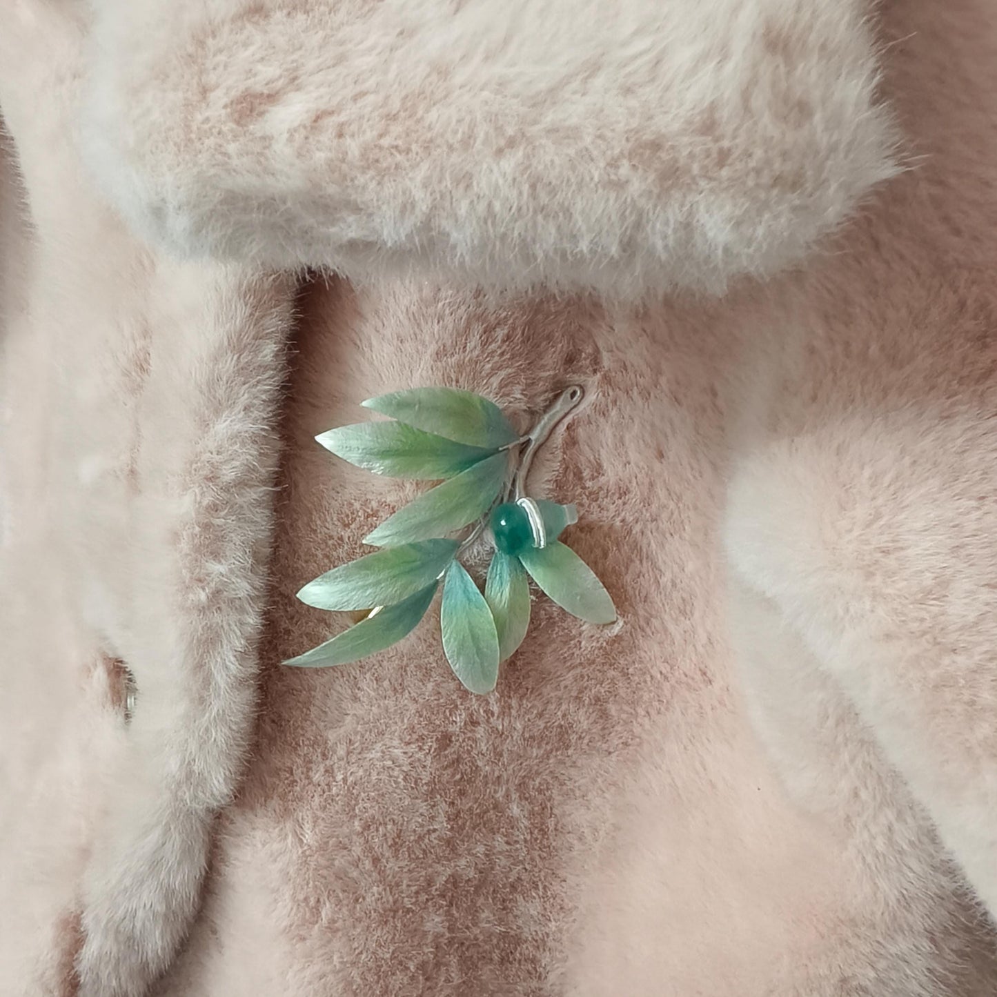 Handmade Bamboo Leaf Silk Brooch – For Evening Gowns, Parties, or a Gift for Mom