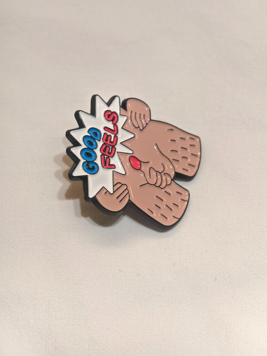 Sexy Hairy Man Metal Pin Badge