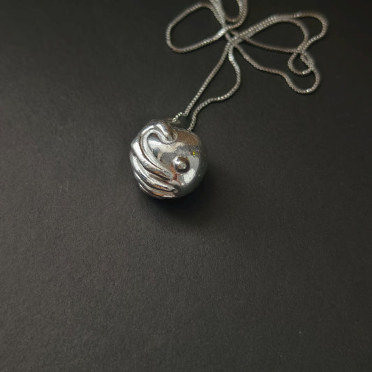 Sterling Silver Hand & Breast Necklace