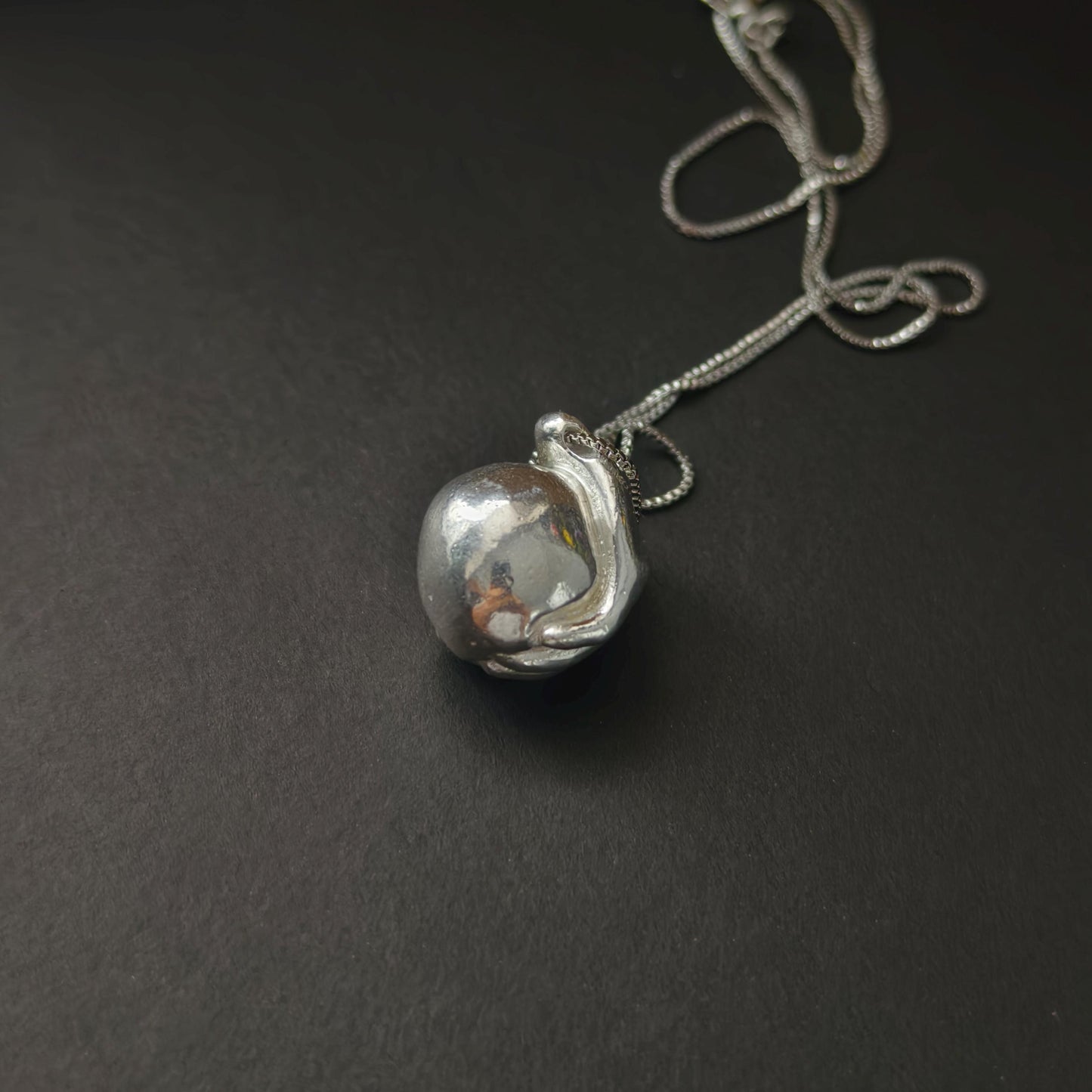 Sterling Silver Hand & Breast Necklace