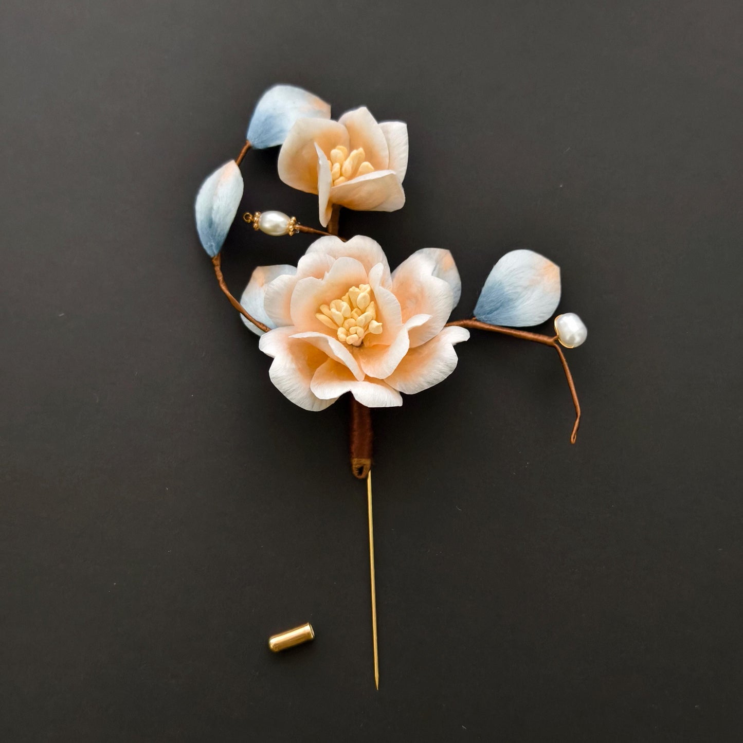 Vintage Silk Flower Brooch Handmade Floral Brooch Pin for Women Gift