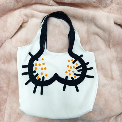 Cartoon Penis Canvas Tote – Funny Adult Art Prank Shopping Bag, Creative Storage Handbag