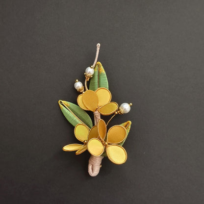 Petal Silk Flower Brooch – Handmade Vintage Chinese Style Pin for Dresses and Parties