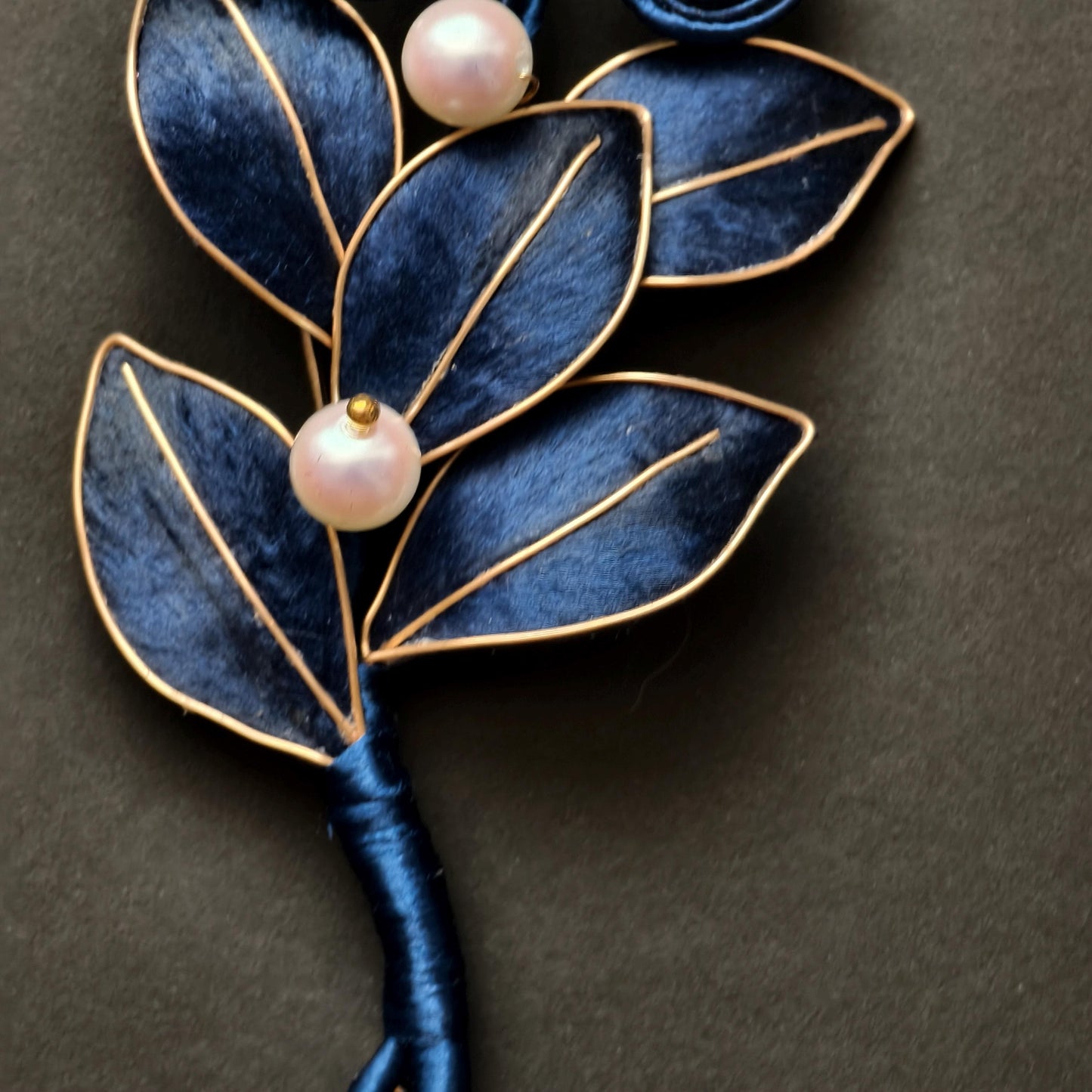 Handmade Vintage Blue Silk Brooch