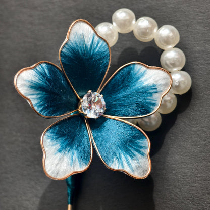 Vintage Handmade Silk Flower Brooch