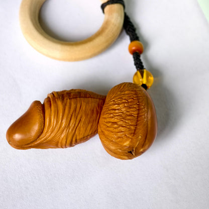 Handcrafted Carved Penis Walnut Craft