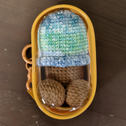 Handmade Knitted Penis Plush Doll – With Condom Hat & Keychain Protector – Funny Gag Gift
