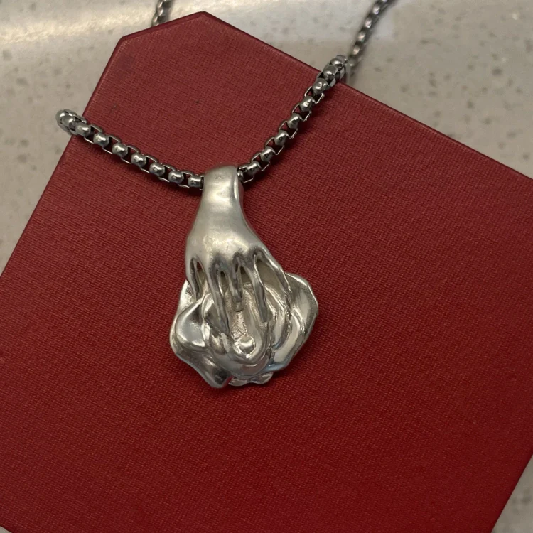 Sterling Silver Erotic Pendant Necklace