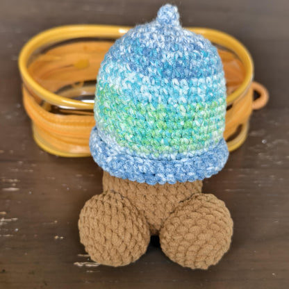 Handmade Knitted Penis Plush Doll – With Condom Hat & Keychain Protector – Funny Gag Gift