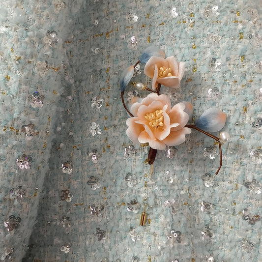 Vintage Silk Flower Brooch Handmade Floral Brooch Pin for Women Gift