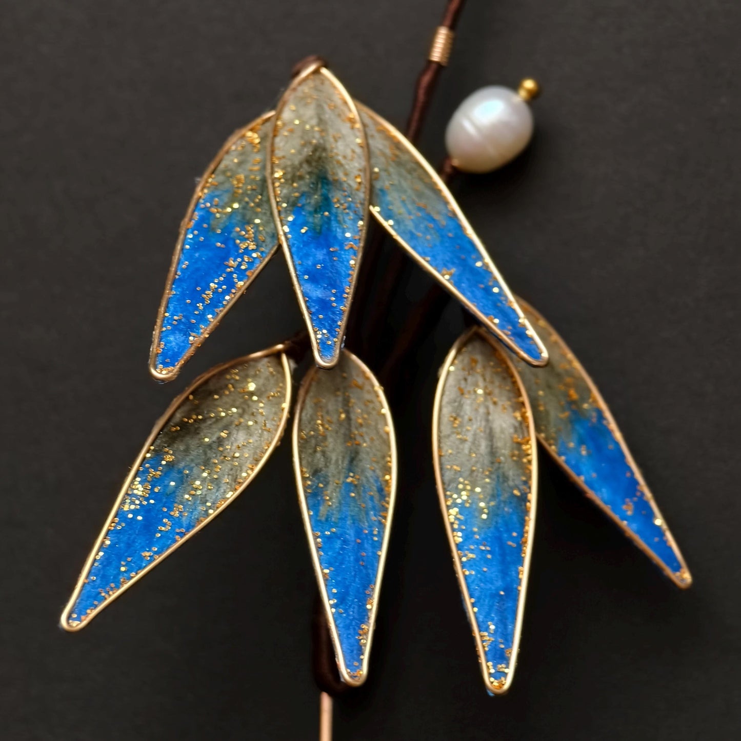 Handmade Bamboo Leaf Silk Vintage Brooch