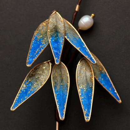 Handmade Bamboo Leaf Silk Vintage Brooch
