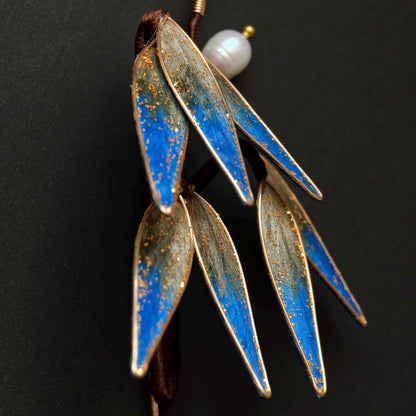 Handmade Bamboo Leaf Silk Vintage Brooch