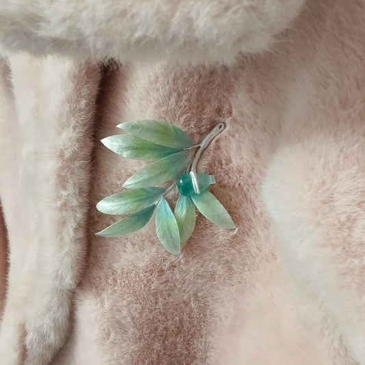 Handmade Bamboo Leaf Silk Brooch – For Evening Gowns, Parties, or a Gift for Mom