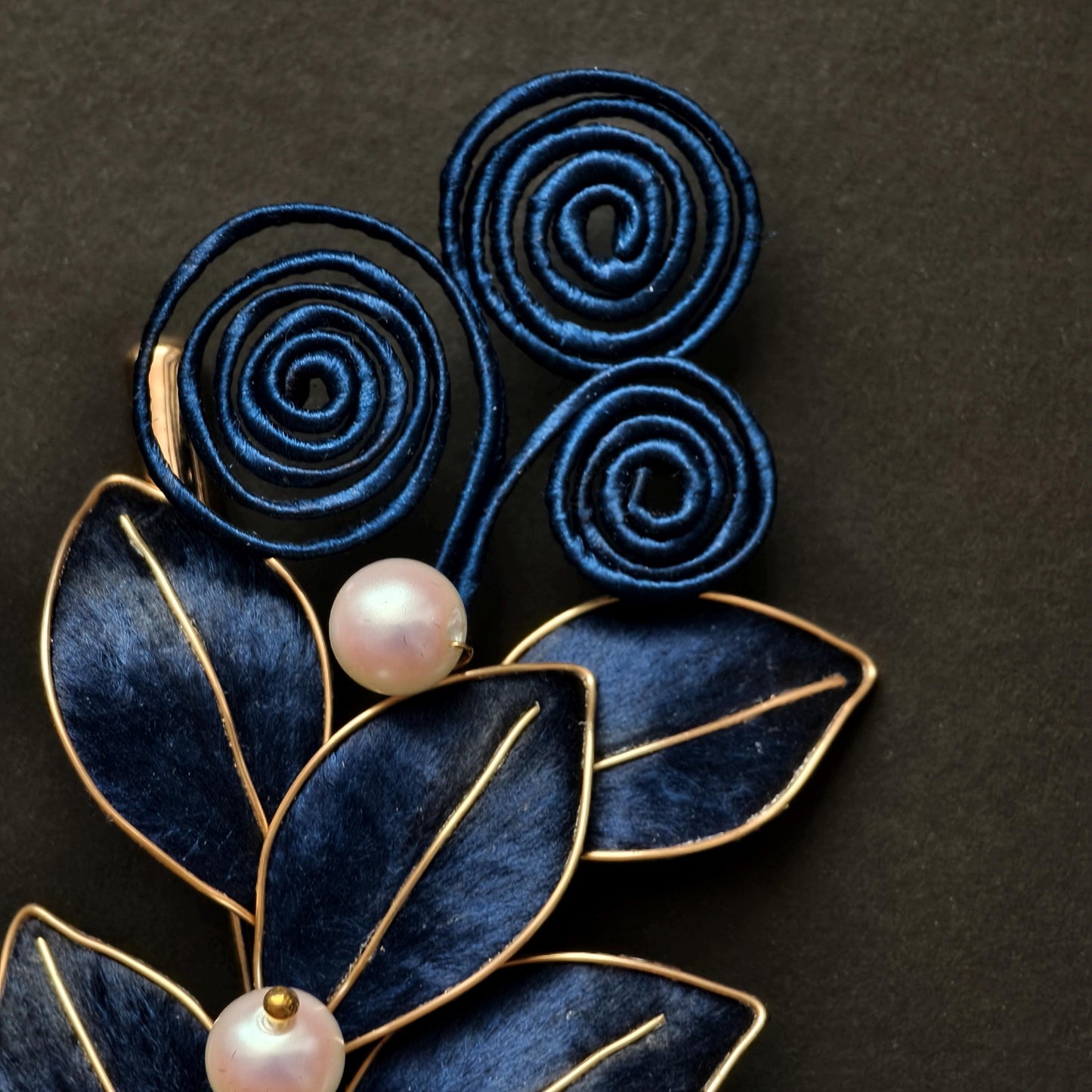 Handmade Vintage Blue Silk Brooch