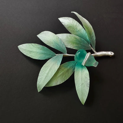 Bamboo Leaf Silk Brooch