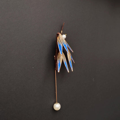 Handmade Bamboo Leaf Silk Vintage Brooch