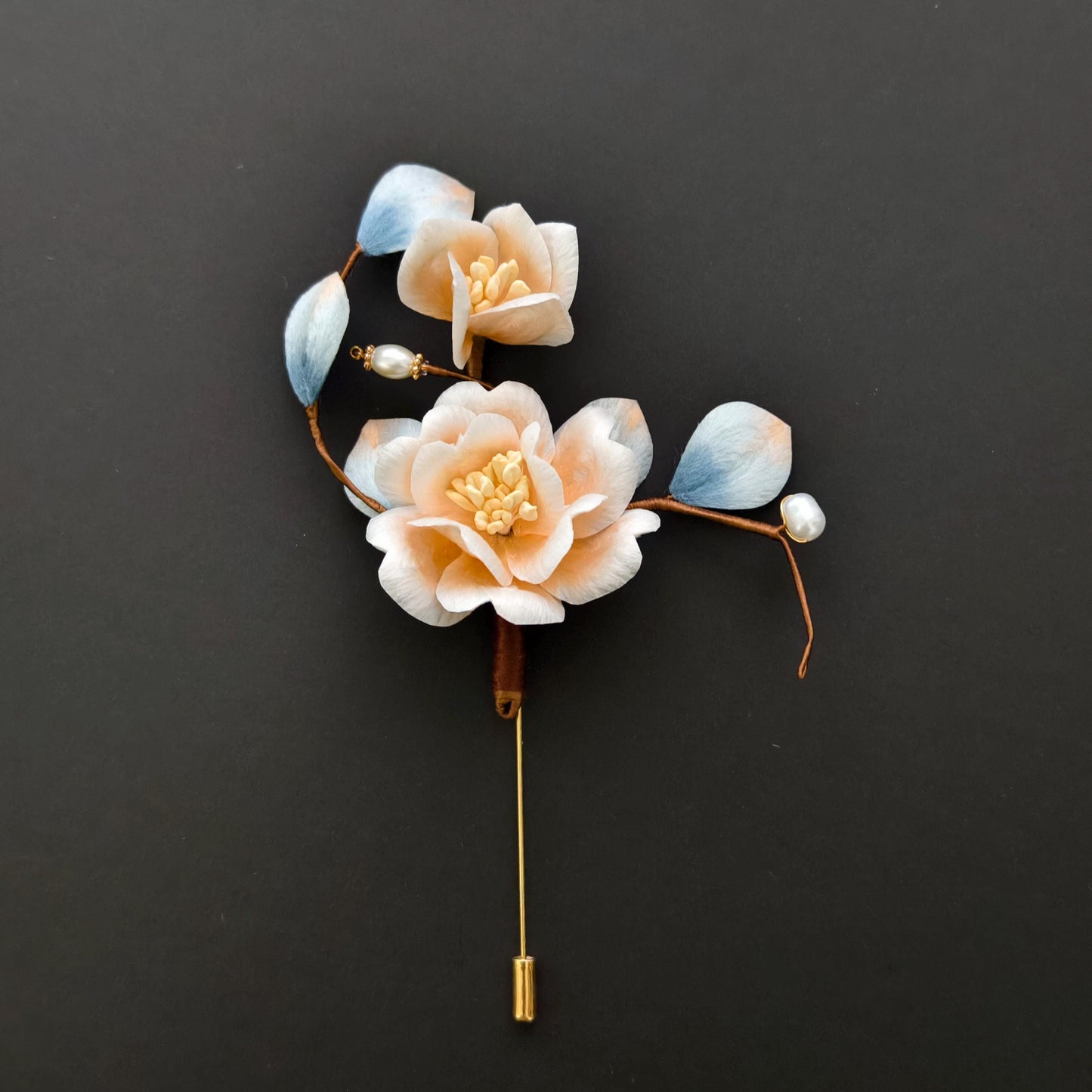 Vintage Silk Flower Brooch Handmade Floral Brooch Pin for Women Gift