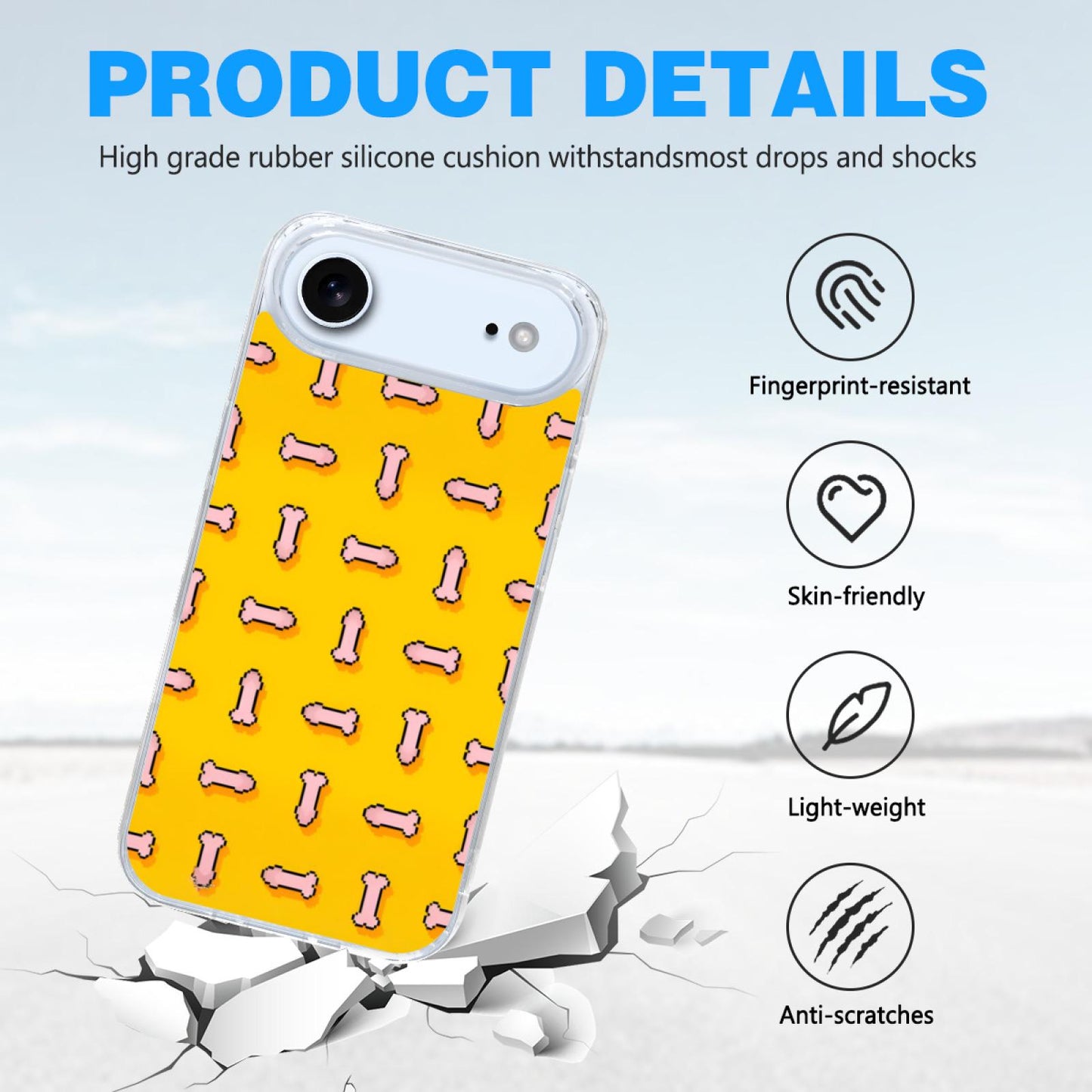 Pixelated Pattern iPhone 17 Pro Max Case – Funny Adult Humor TPU Cover
