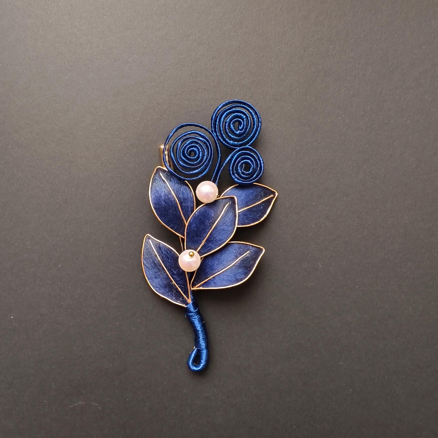Handmade Vintage Blue Silk Brooch