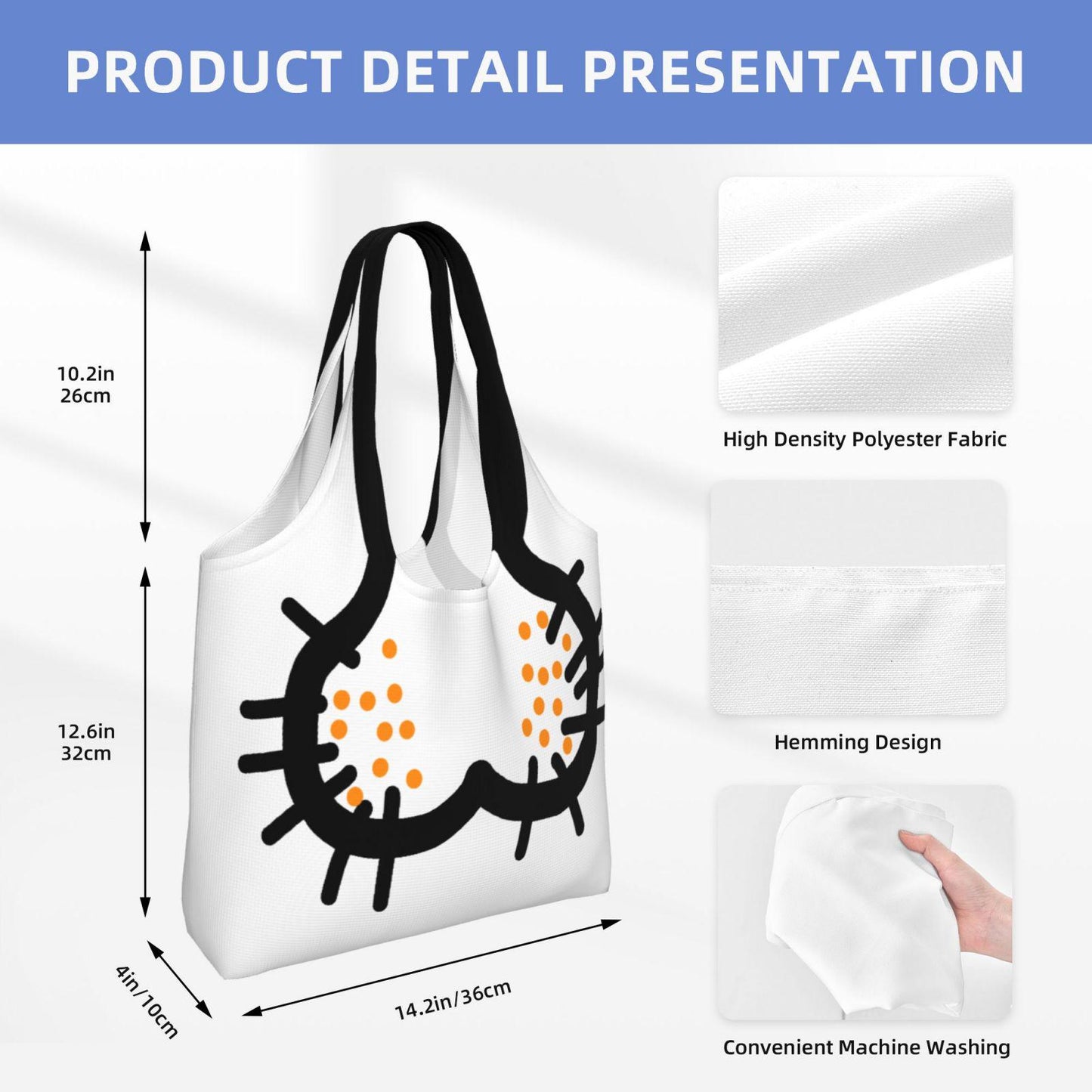Cartoon Penis Canvas Tote – Funny Adult Art Prank Shopping Bag, Creative Storage Handbag