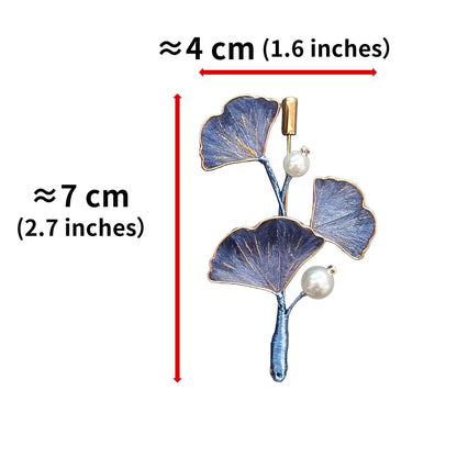 Ginkgo Leaf Pearl Silk Brooch
