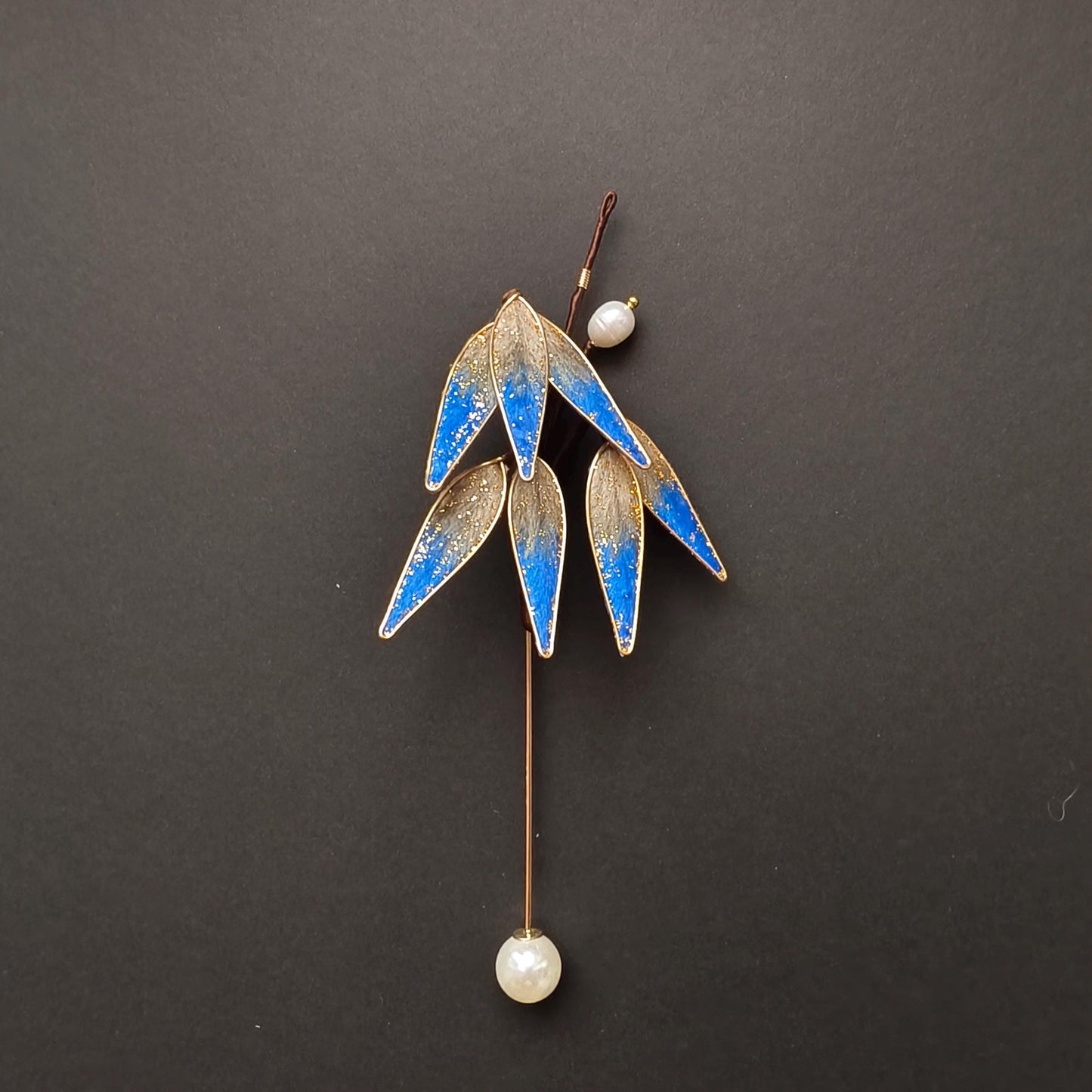 Handmade Bamboo Leaf Silk Vintage Brooch