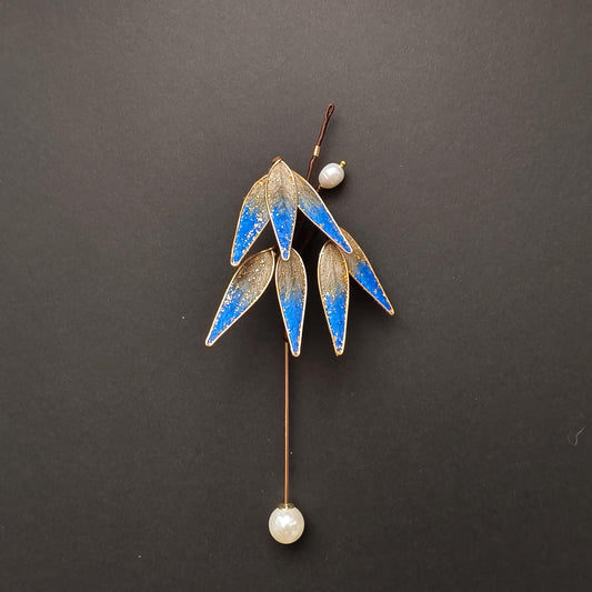 Handmade Bamboo Leaf Silk Vintage Brooch