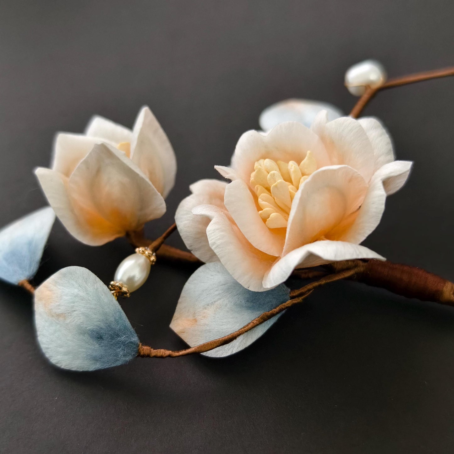 Vintage Silk Flower Brooch Handmade Floral Brooch Pin for Women Gift