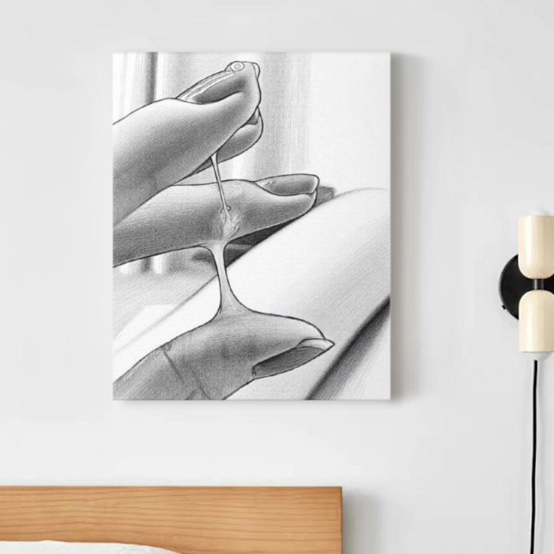 Sensual Beauty Finger Temptation Sketch – Frameless Decorative Wall Art