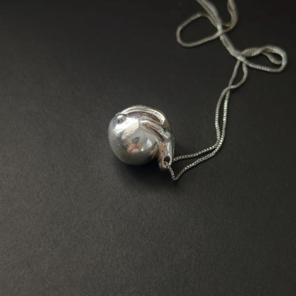 Sterling Silver Hand & Breast Necklace