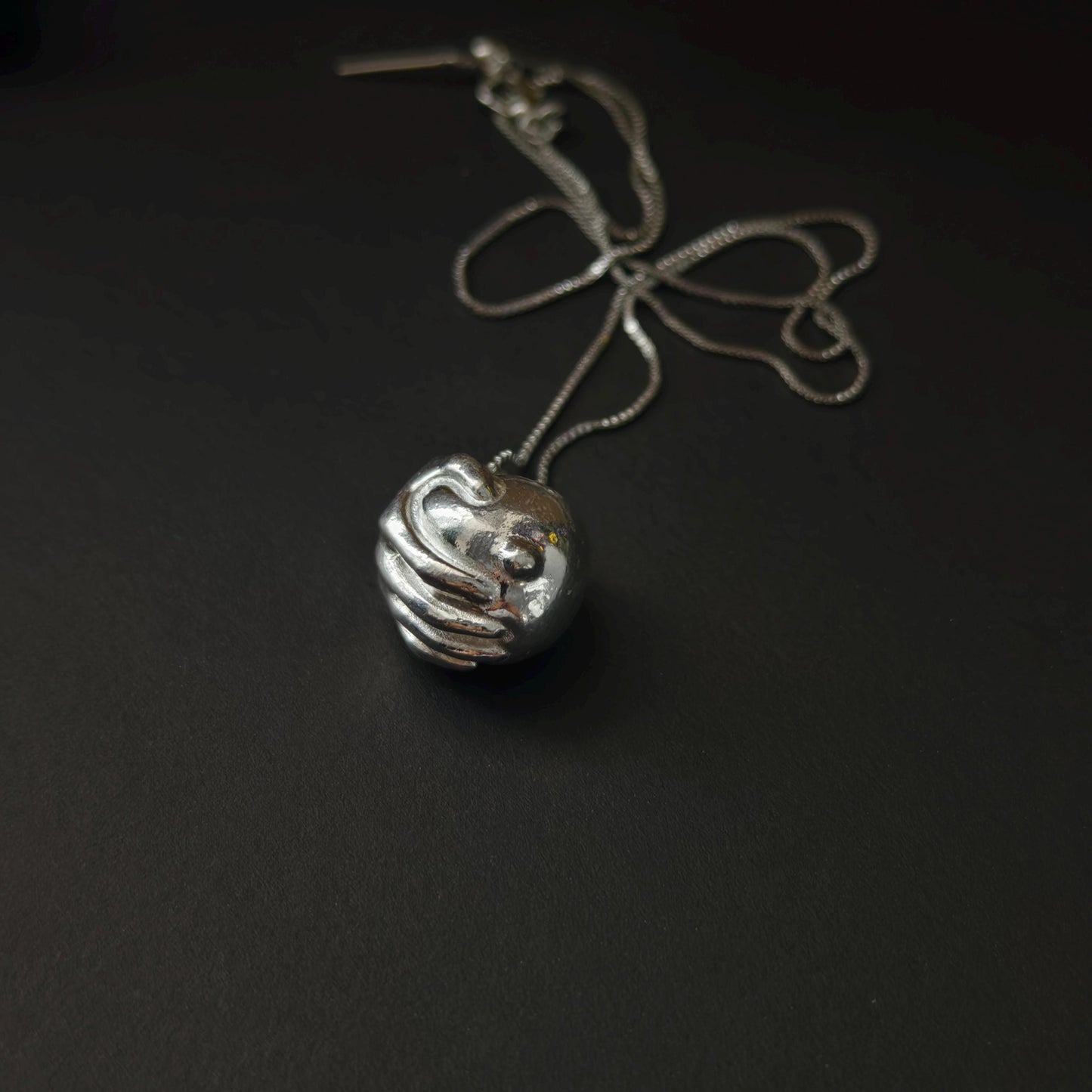 Sterling Silver Hand & Breast Necklace