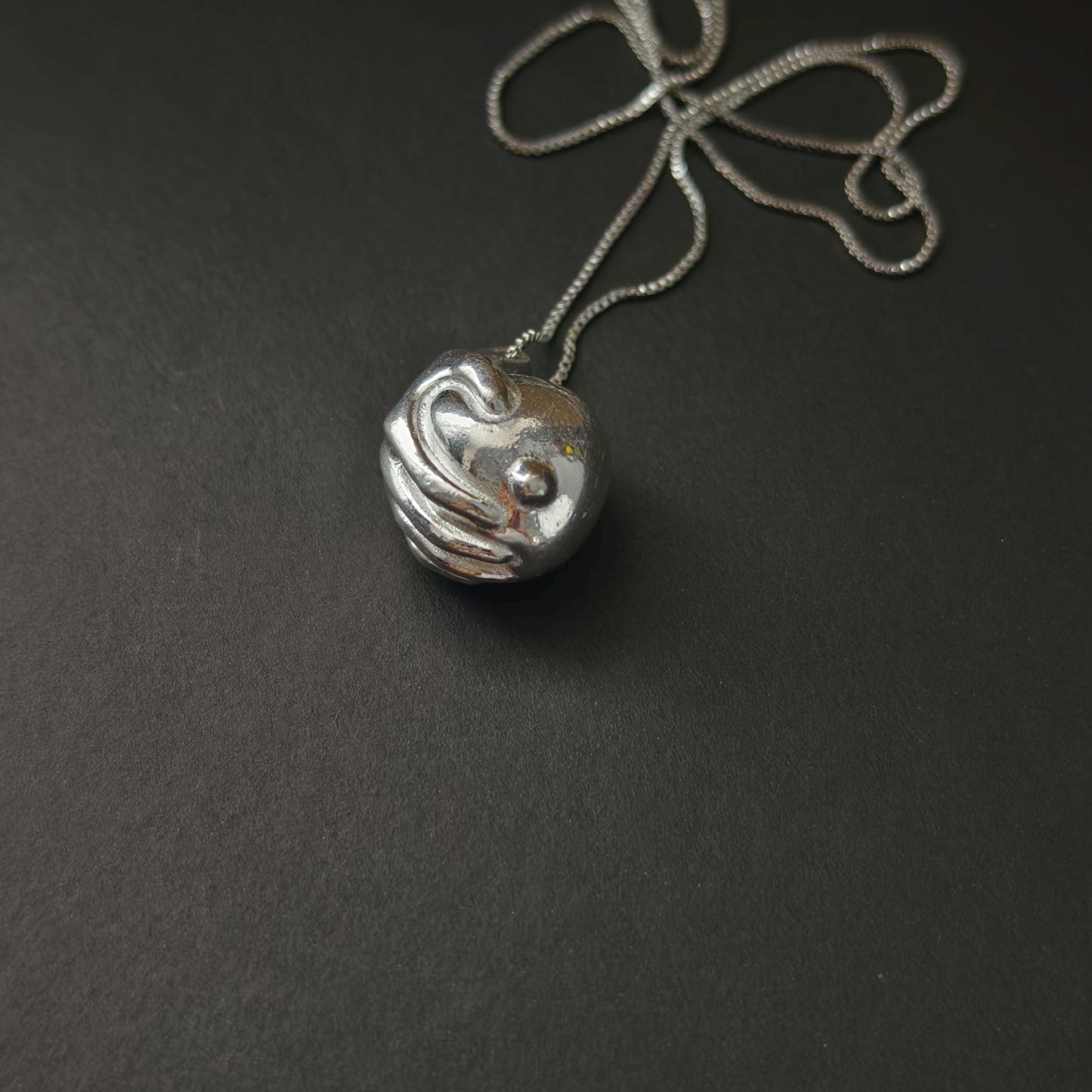 Sterling Silver Hand & Breast Necklace