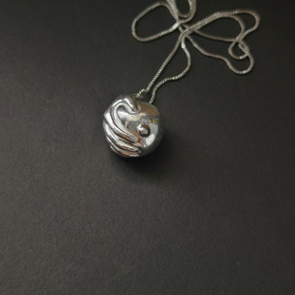 Sterling Silver Hand & Breast Necklace