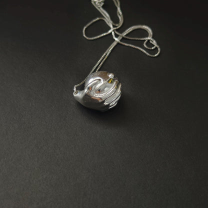 Sterling Silver Hand & Breast Necklace